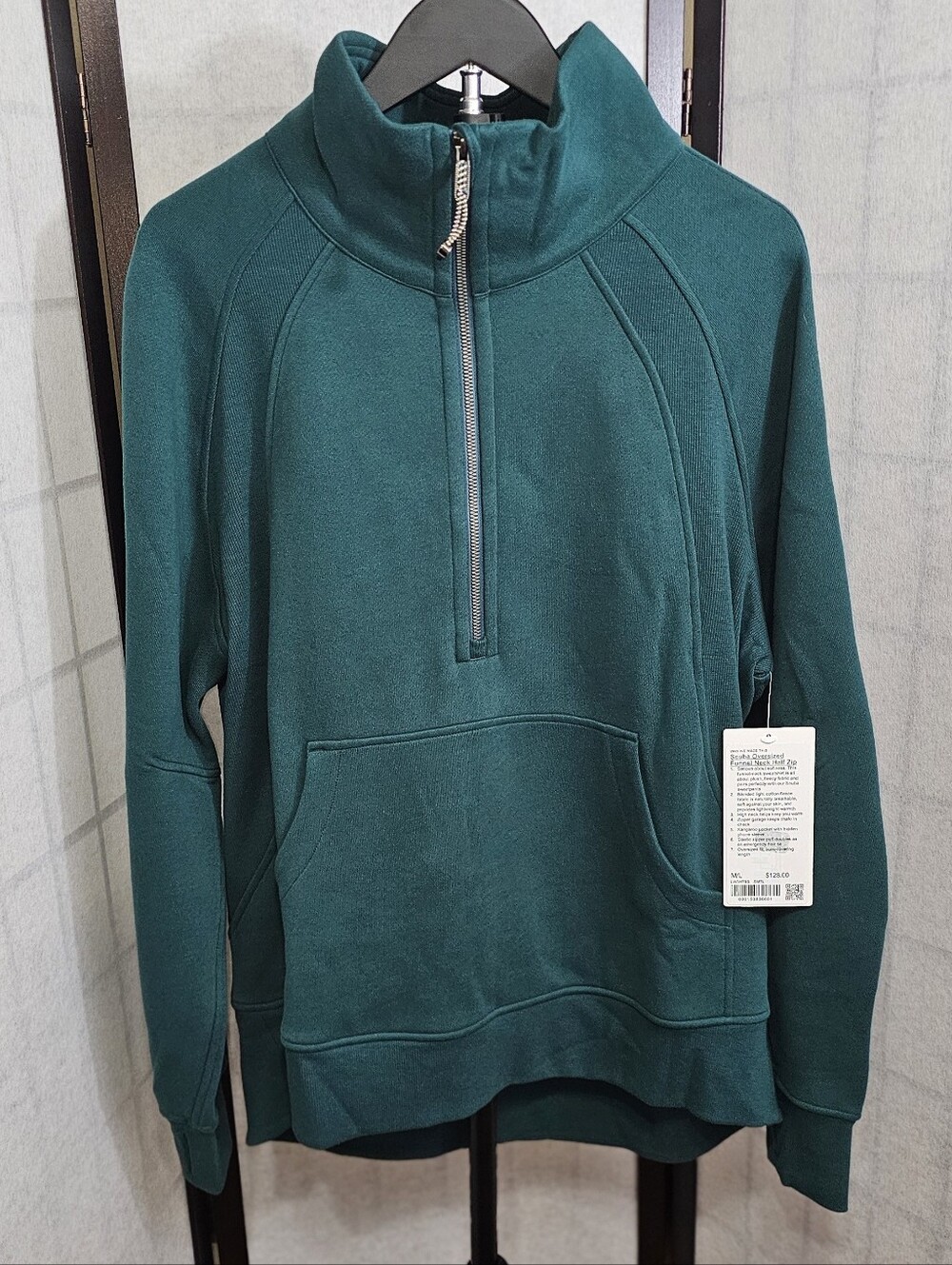 ​NWT Lululemon Scuba Oversized Funnel Neck Half Zip Long in Storm Teal (M/L)